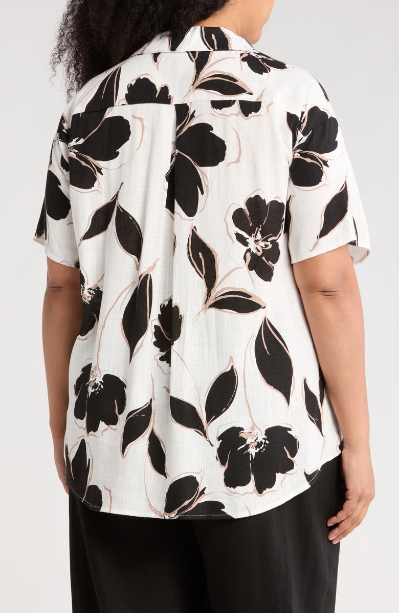Renee C Floral Camp Shirt, Alternate, color, White