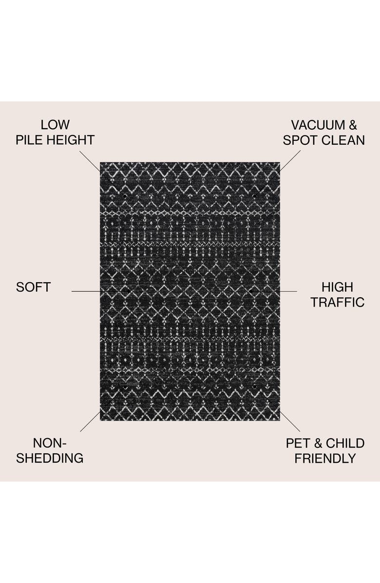 JONATHAN Y Moroccan HYPE Boho Vintage Diamond Area Rug, Alternate, color, Black/Ivory
