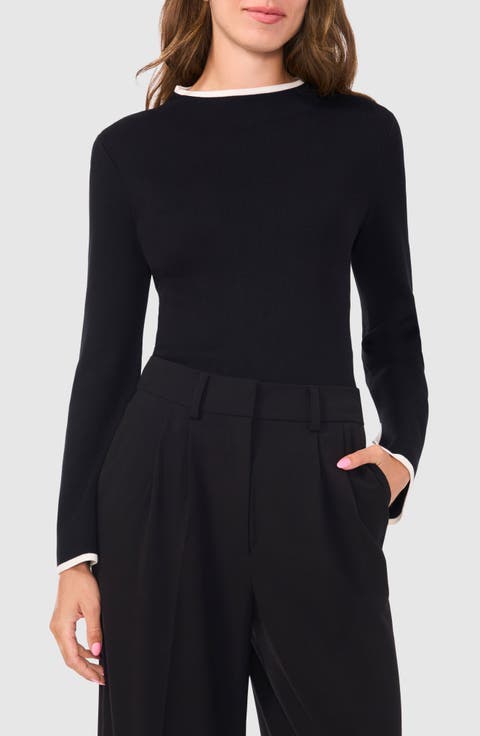 Mock Neck Rib Pullover
