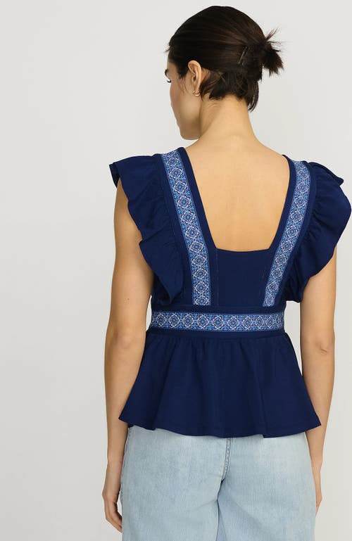 LANDS' END LANDS' END LIGHTWEIGHT JERSEY RUFFLE PEPLUM TOP