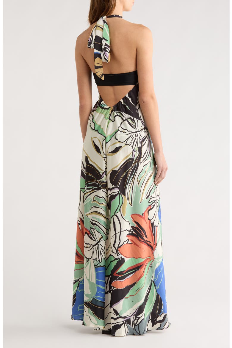O-Ring Halter Maxi Cover-Up Dress, Alternate, color, BLUE BOTANICAL