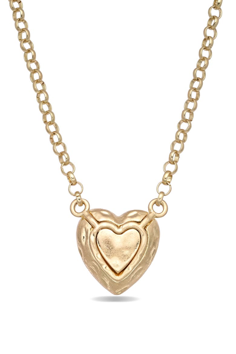 Stefanie Heart Charm Pendant Necklace, Main, color, GOLD