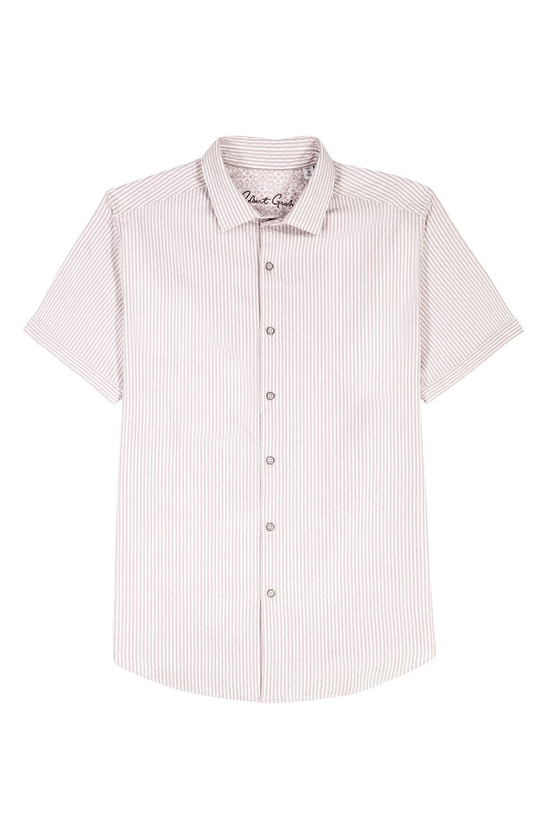 Robert Graham Fornillo Classic Fit Stripe Short Sleeve Button-Up Shirt, Alternate, color, Khaki