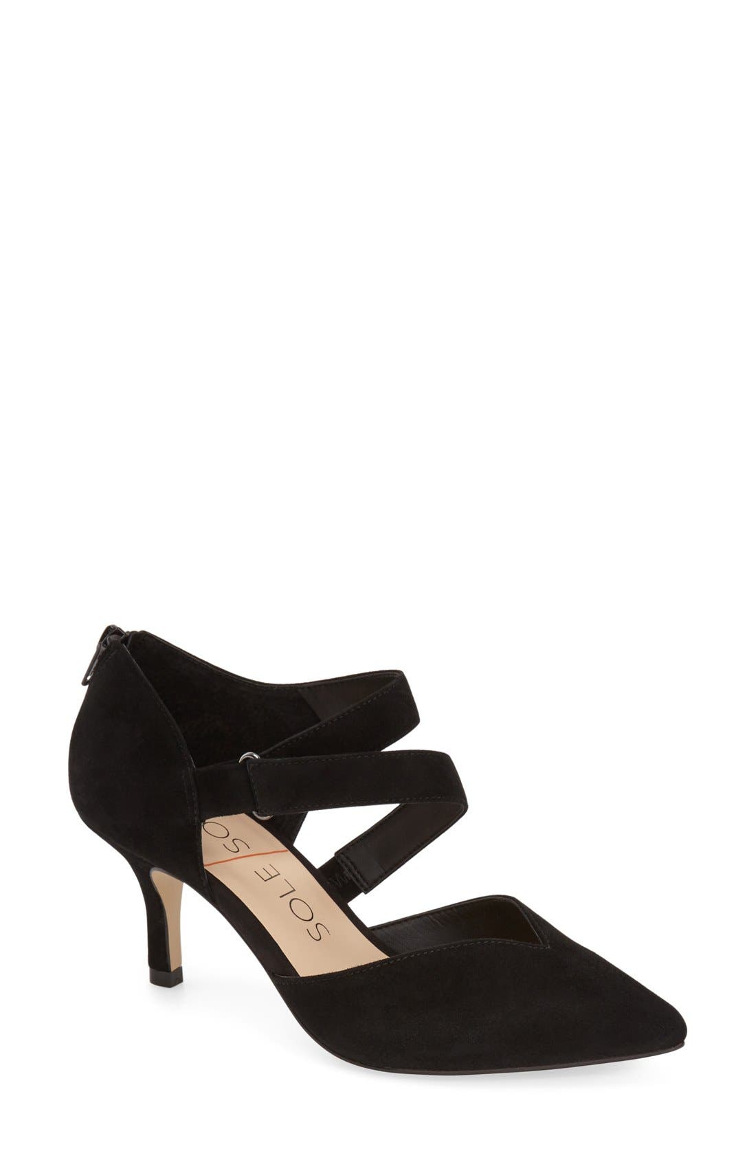 'Krissa' Pointy Toe Pump, Main, color, BLACK SUEDE