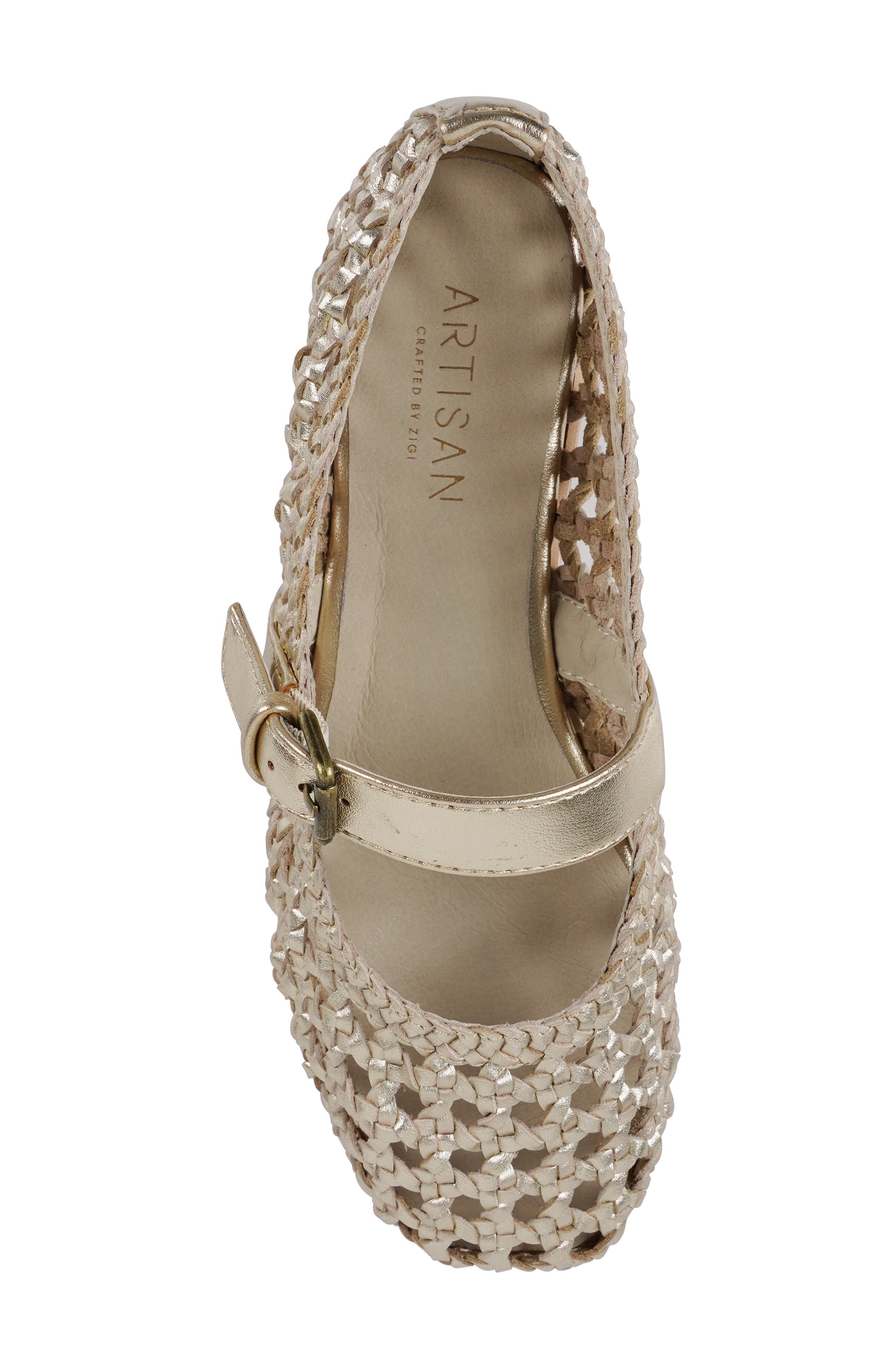 Pourtlan Mary Jane Flat, Alternate, color, GOLD LEATHER