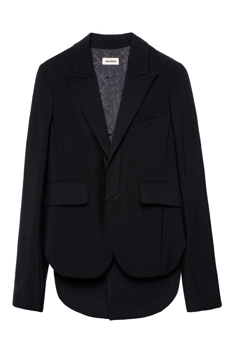 Wool Notch Collar Blazer, Alternate, color, NOIR