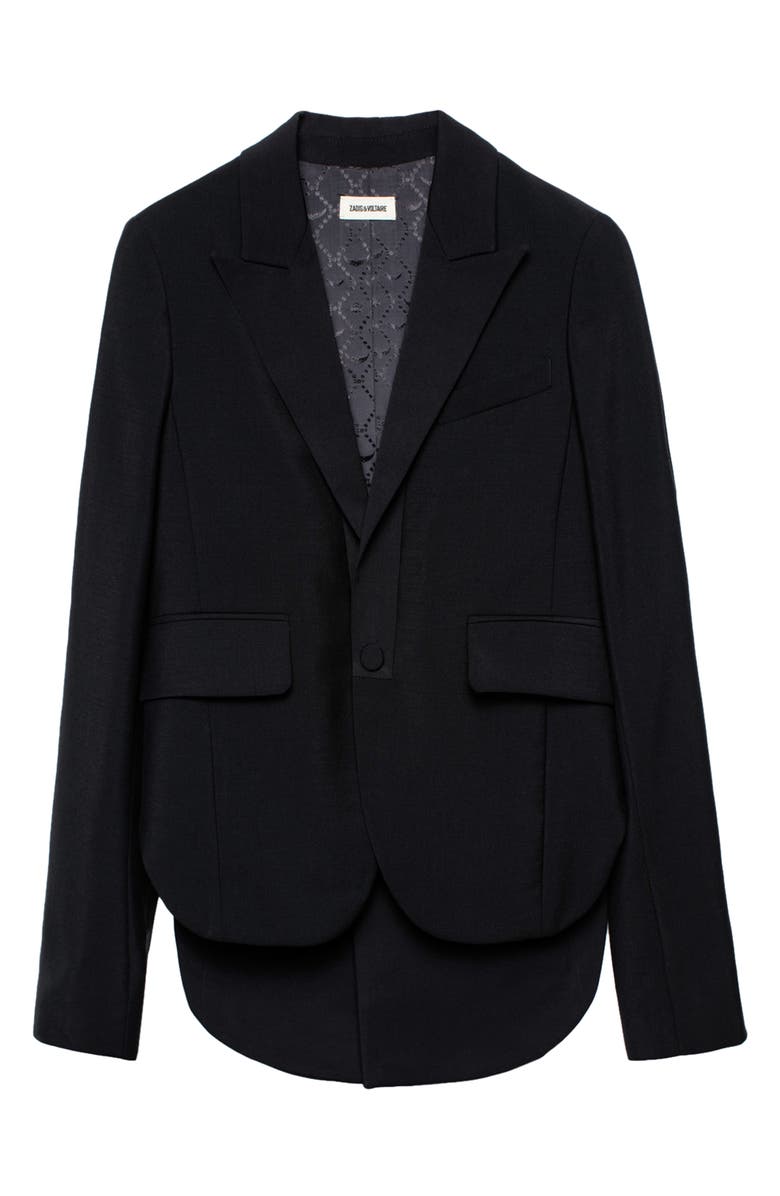 Zadig & Voltaire Wool Notch Collar Blazer, Alternate, color, 