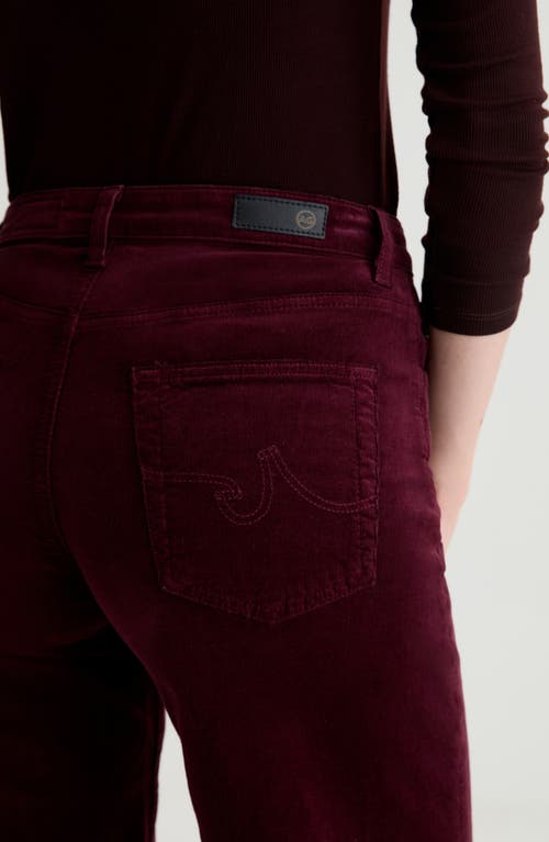 Ag Saige Mid Rise Ankle Wide Leg Corduroy Pants In Burgundy