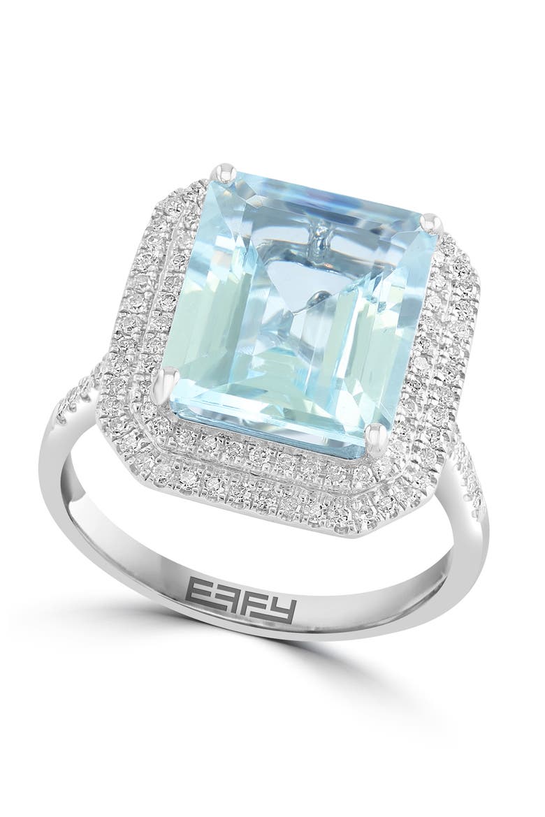 14K White Gold Aquamarine Horizon Ring, Main, color, Blue