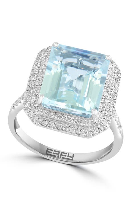 14K White Gold Aquamarine Horizon Ring