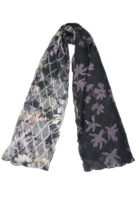 Floral Border Chiffon Shawl