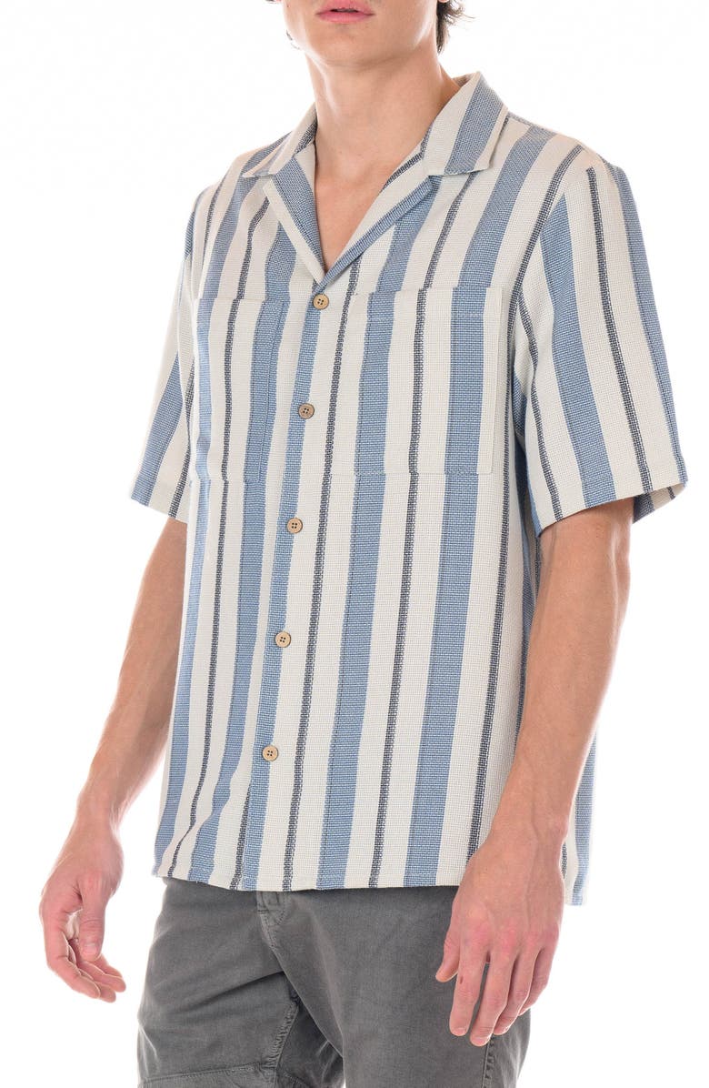 Original Paperbacks Del Mar Stripe Stretch Weave Camp Shirt, Alternate, color, Ocean
