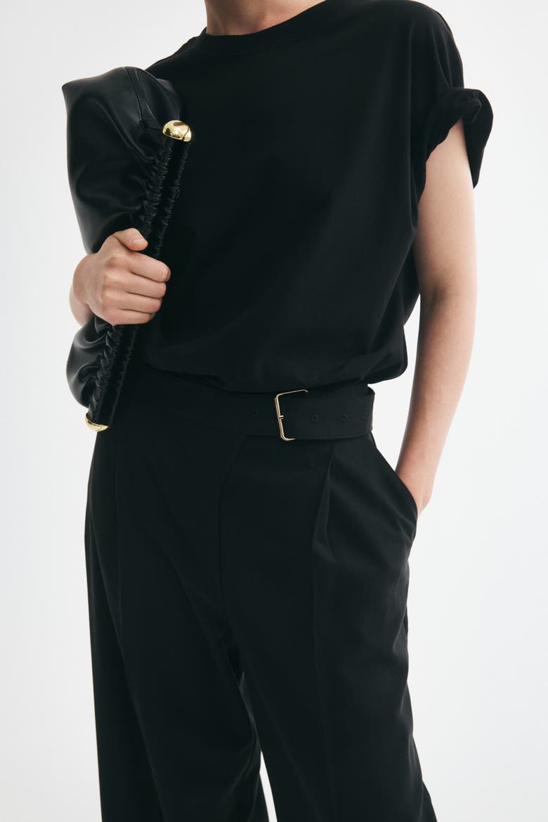 Straight-leg Pants With Belt, Alternate, color, Black