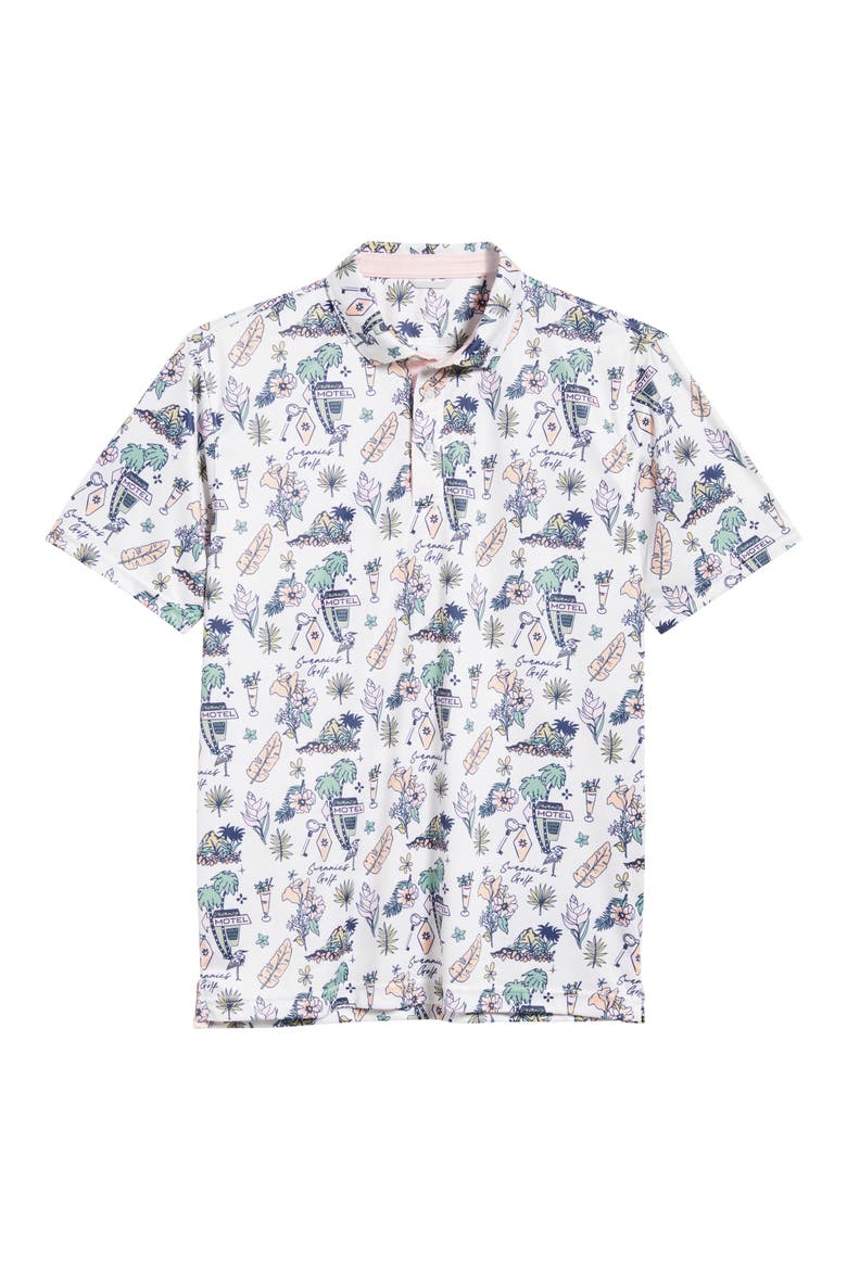 Oasis Tropical Icons Print Performance Golf Polo, Alternate, color, VINTAGE WHITE