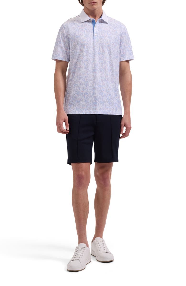 Bugatchi Valerian OoohCotton<sup>®</sup> Watercolor Tropical Print Polo, Alternate, color, Vista Blue