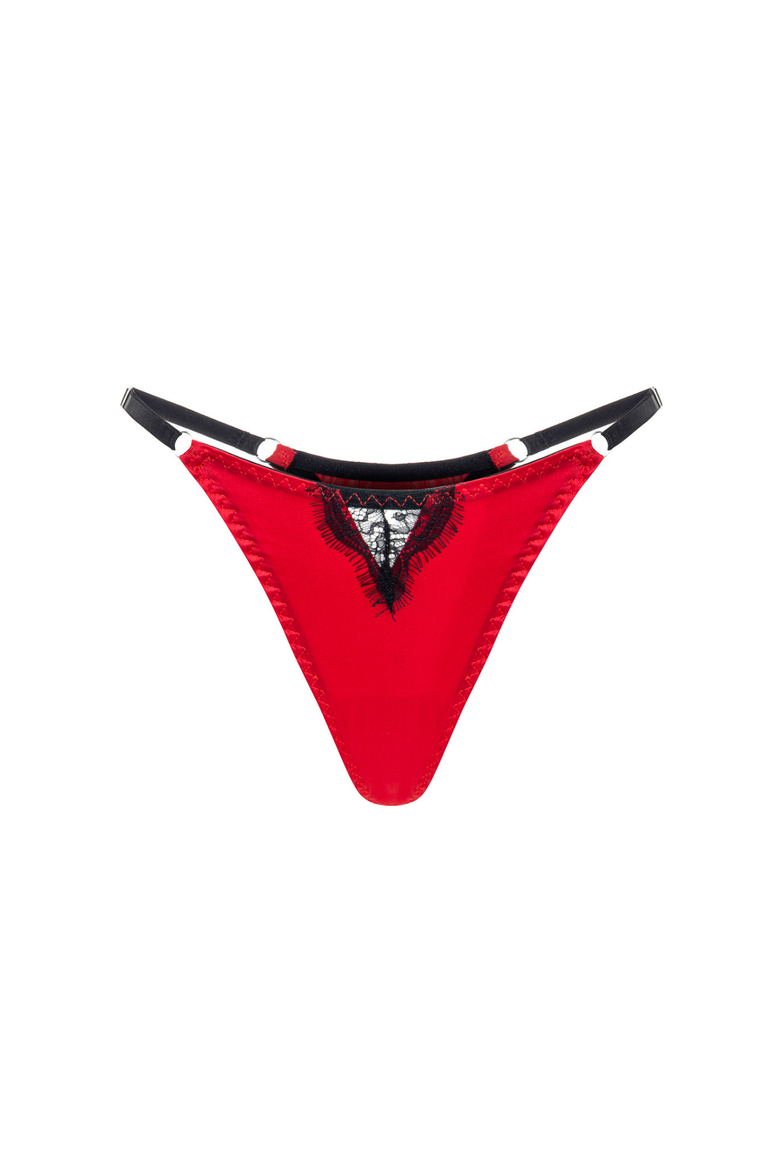 Hera Thong - Silk & Lace G-String, Alternate, color, Red