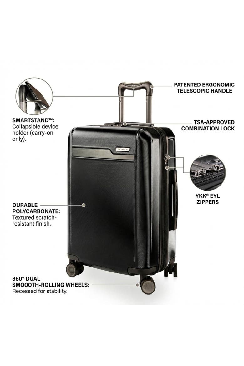 Brentwood Hardside 21" Expandable Carry-on Luggage, Alternate, color, Onyx