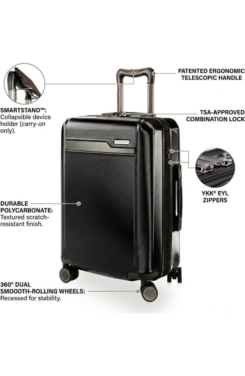 Ricardo Beverly Hills Brentwood Hardside 21" Expandable Carry-on Luggage, Alternate, color, Onyx
