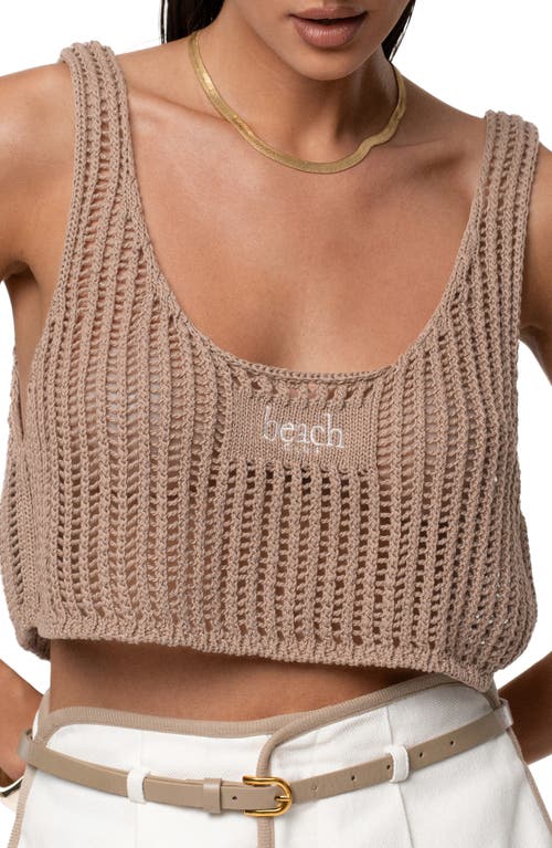 Jluxlabel Island Nights Open Knit Crop Top In Sand