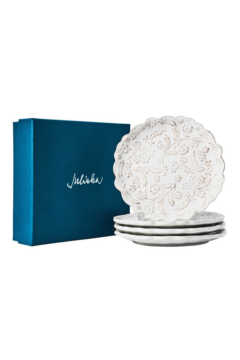 Berry & Thread Thistle Set of 4 Cocktail Plates, Alternate, color, WHITEWASH