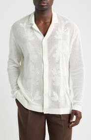 CHÉ Feriando Long Sleeve Floral Cotton Knit Camp Shirt