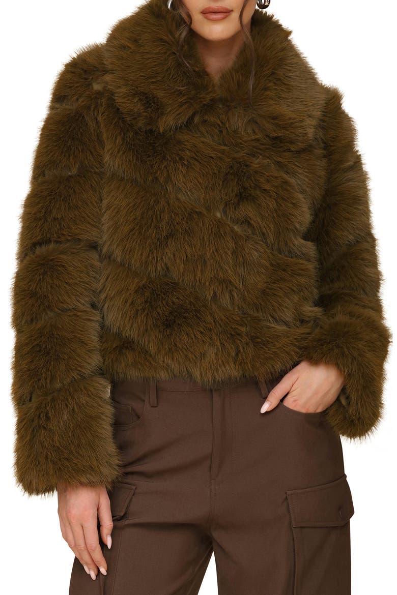 Faux Fur Crop Jacket, Main, color, CAPER