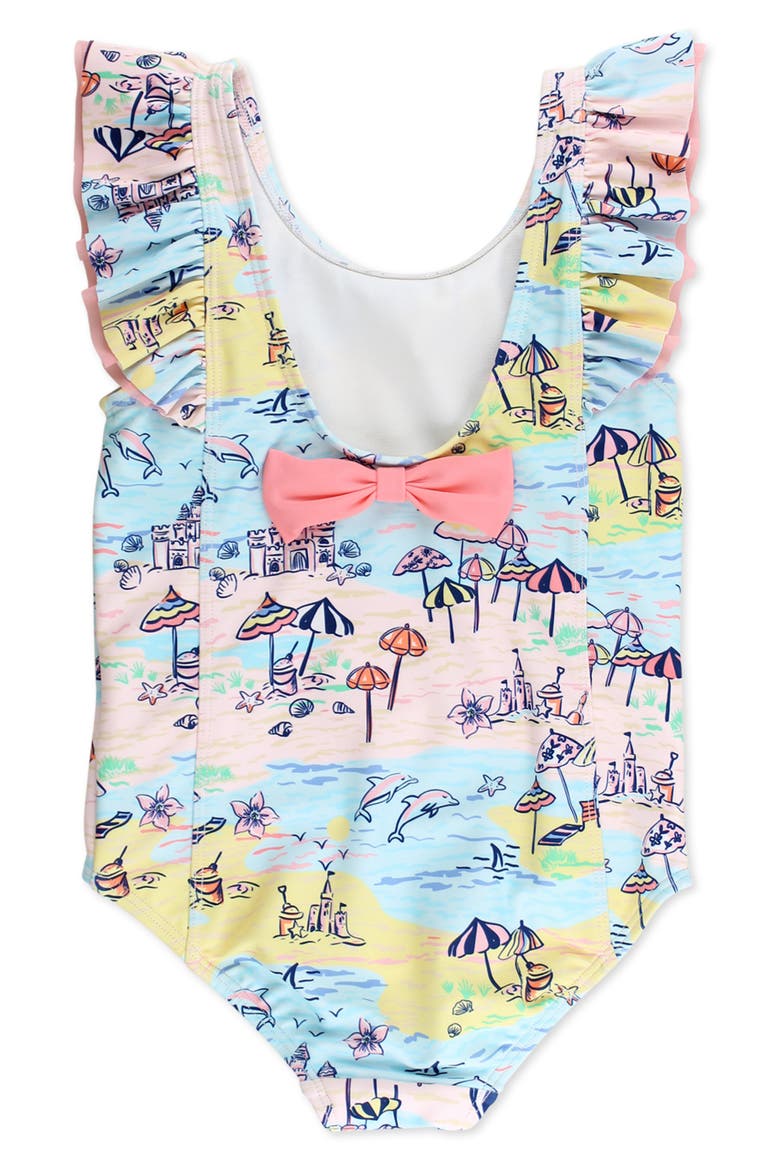 Kids' Beach Day Waterfall One-Piece Swimsuit, Alternate, color, MULTI-COLOR