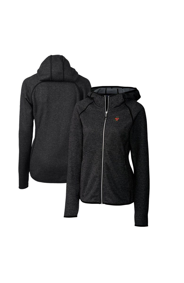 Cutter & Buck Women's Cutter & Buck Heather Charcoal Florida Gators Mainsail Sweater-Knit Full-Zip Hoodie, Main, color,