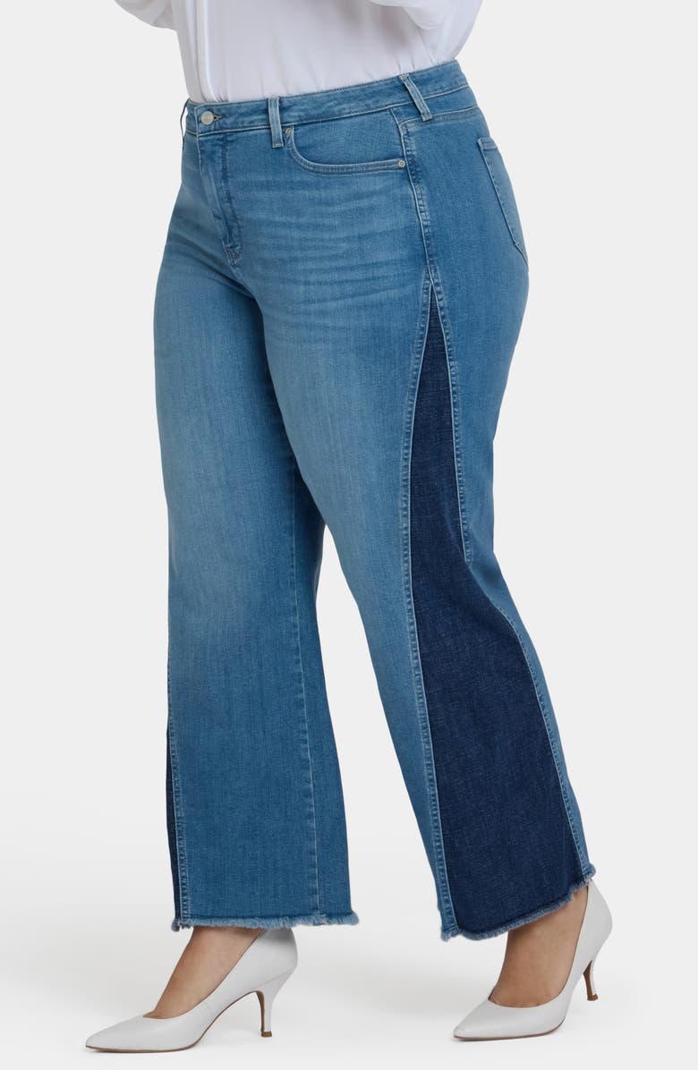 NYDJ Teresa Frayed Two-Tone Wide Leg Jeans, Alternate, color, Avenue Blue