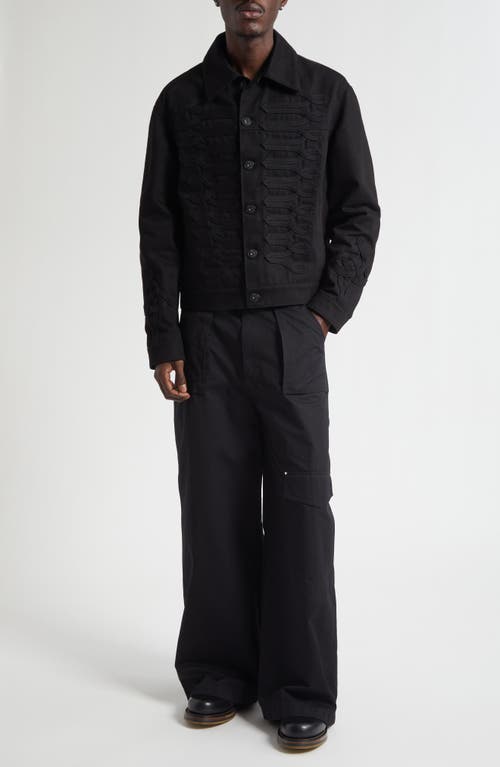 Alexander Mcqueen Mcqueen Frogged Cotton Denim Trucker Jacket In Black