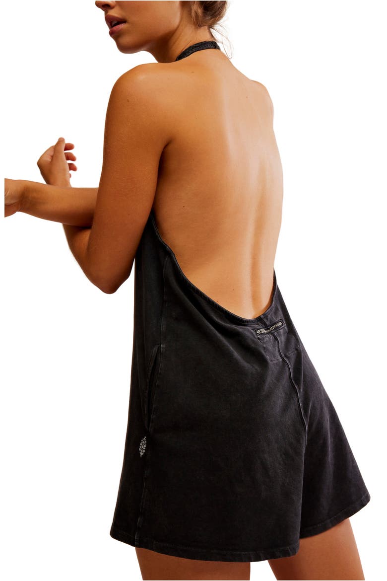 FP Movement Hot Shot Halter Romper, Alternate, color, BLACK