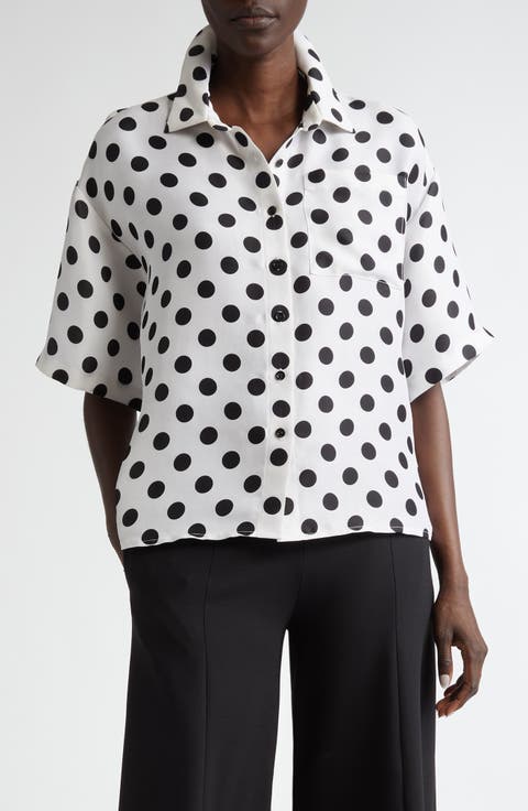 Polka Dot Silk Camp Shirt