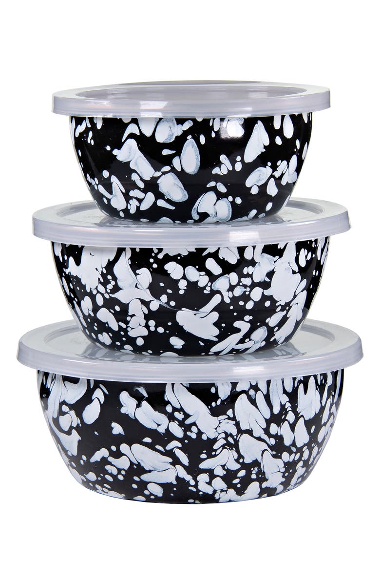 Golden Rabbit Enamelware Set of 3 Nesting Bowls, Main, color,