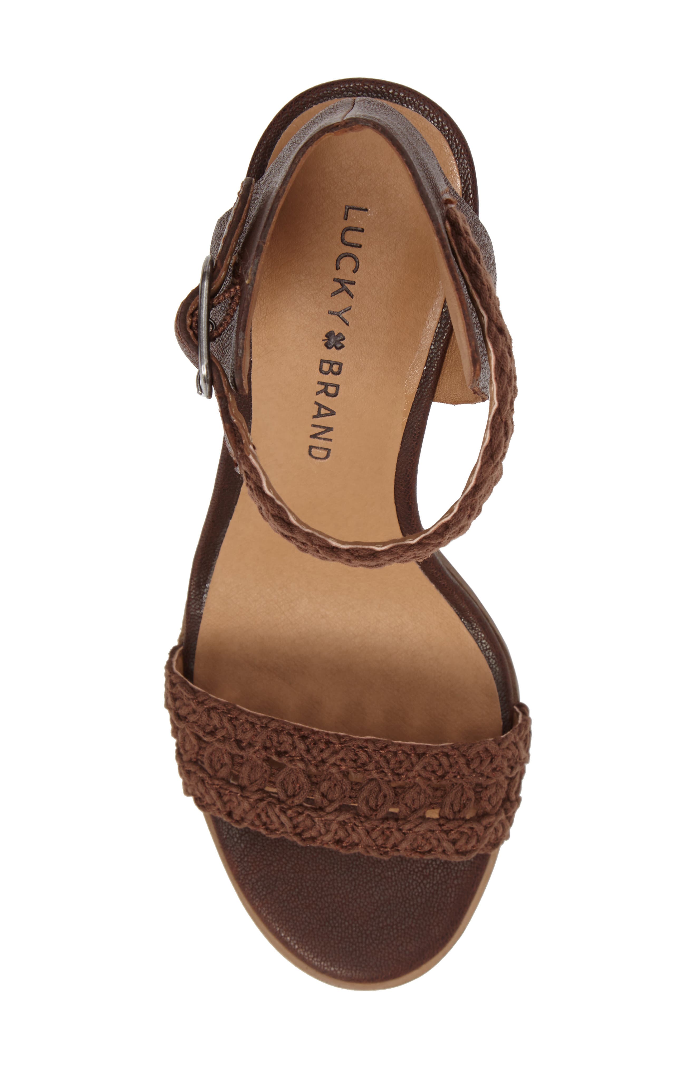 Lucky Brand Oakes Ankle Strap Sandal, Alternate, color, Toffee Leather