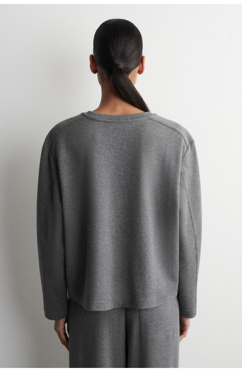 COS Cotton Long-Sleveled Top, Alternate, color, Gray Mélange