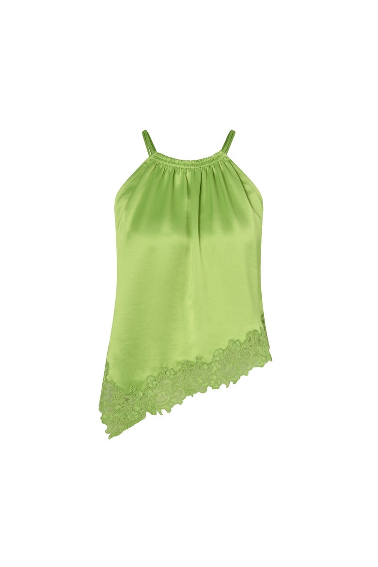 Madina Asymmetric Lace Hem Top, Alternate, color, Lime