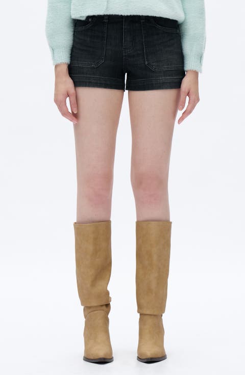 Mid Rise Denim Shorts