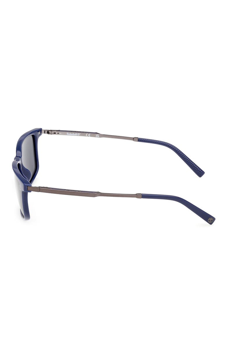 57mm Sunglasses, Alternate, color, SHINY BLUE / SMOKE POLARIZED