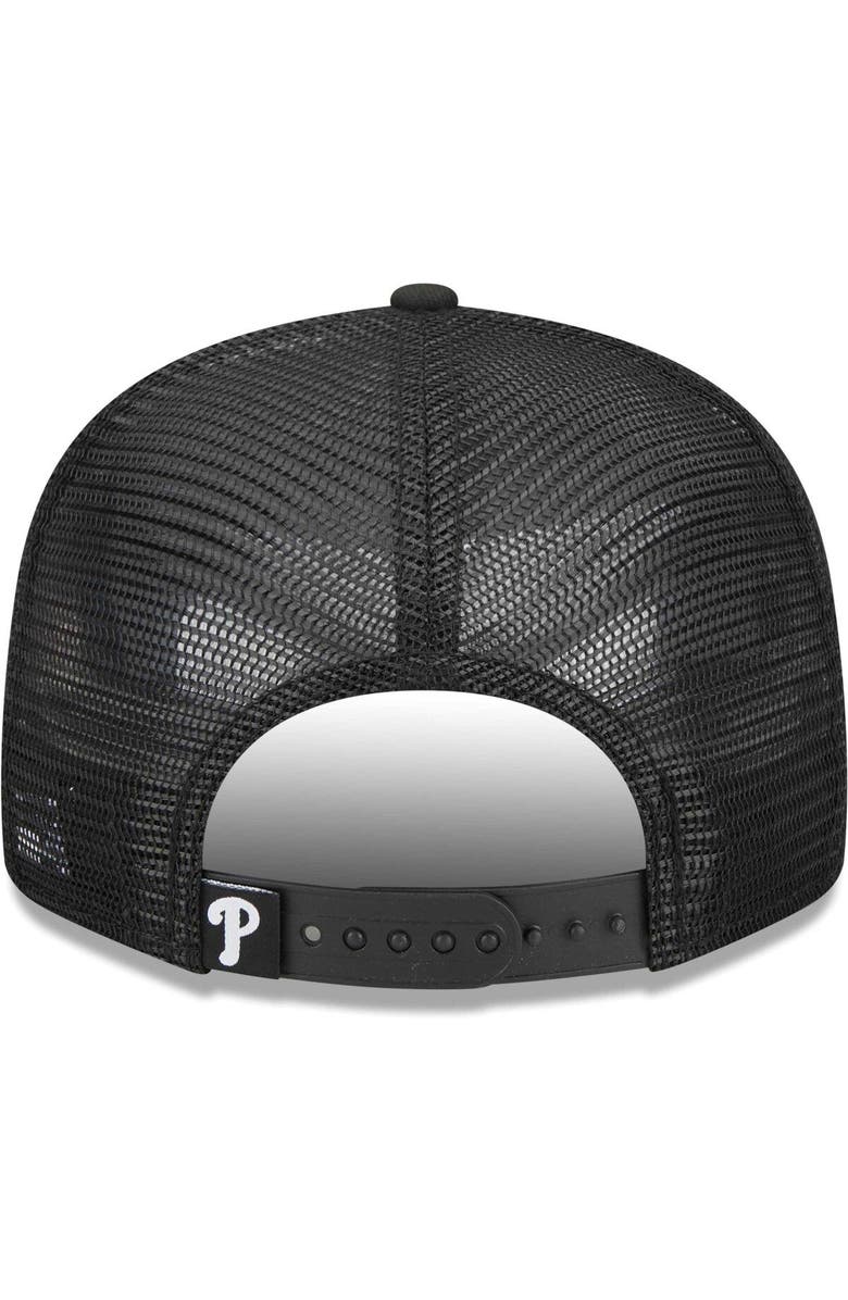 New Era Men's New Era Black Philadelphia Phillies Street Trucker 9FIFTY Snapback Hat, Alternate, color, 