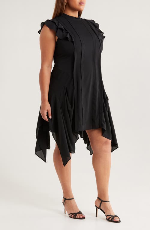 Chelsea28 Pintuck Handkerchief Hem Dress In Black
