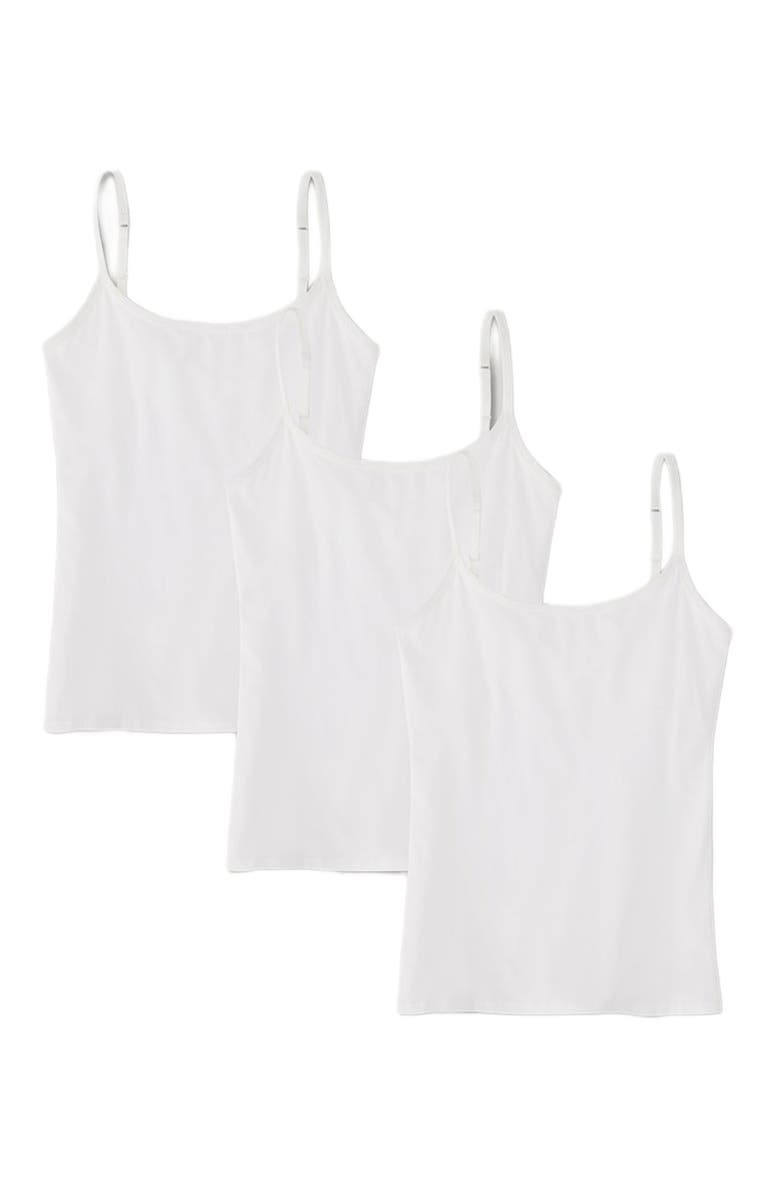 Pact Organic Cotton Everyday Shelf Bra Camisole 3-Pack, Alternate, color, White