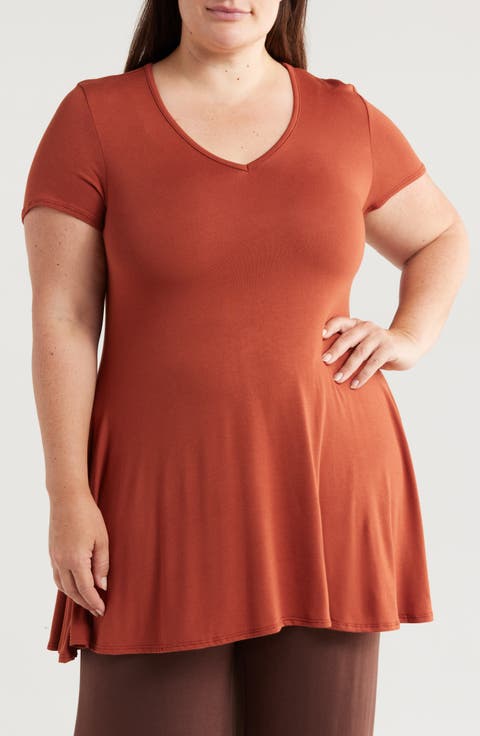 V-Neck Jersey Swing Top (Plus)