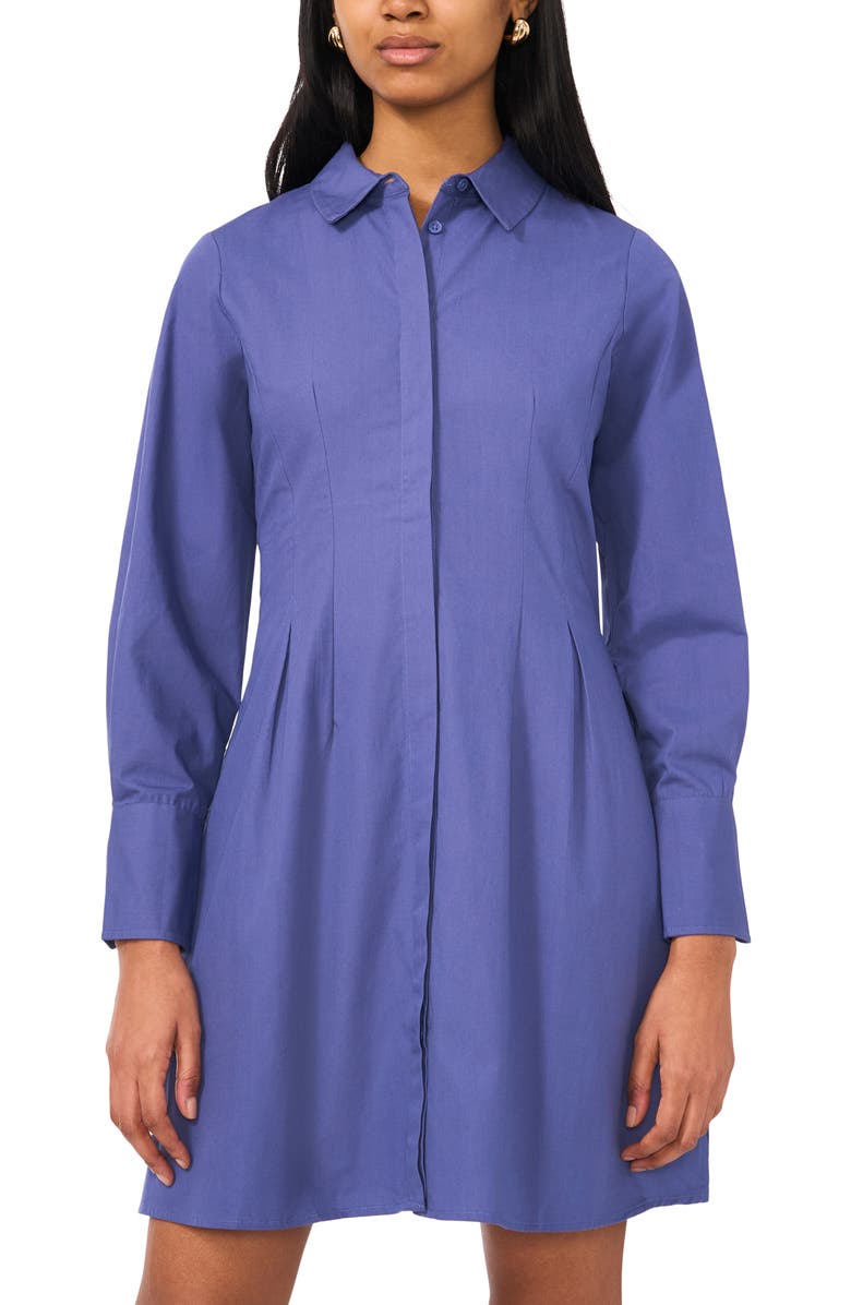 Halogen<sup>®</sup> Long Sleeve Cotton Fit & Flare Shirtdress, Alternate, color, Indigo