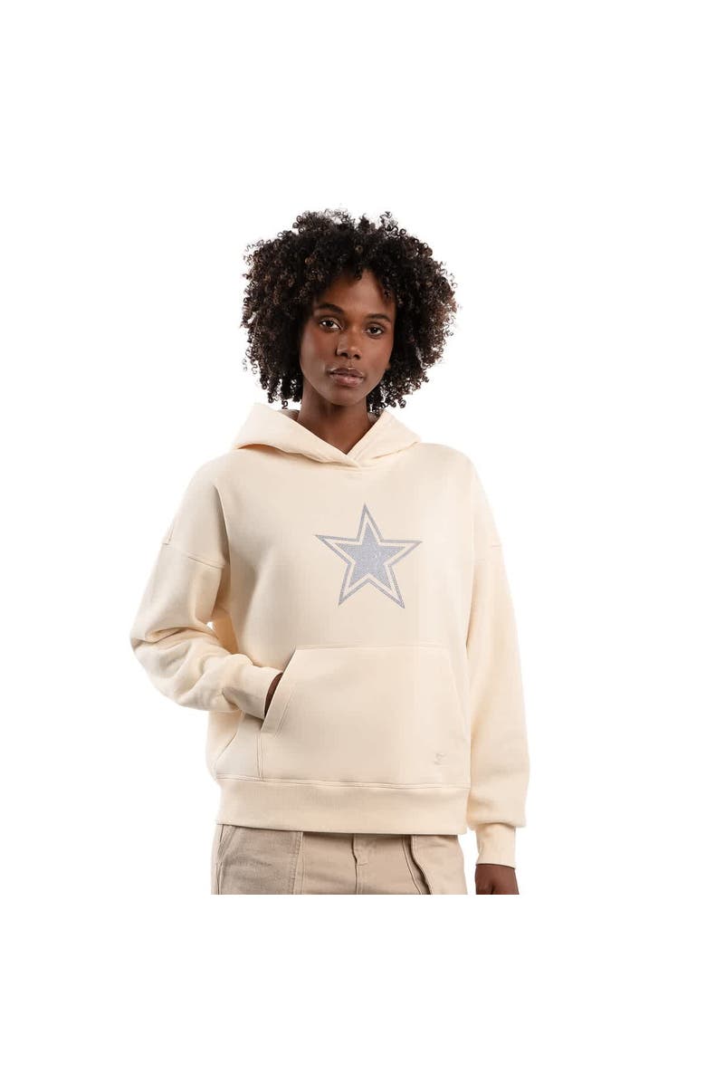 STARTER Women's Starter  Cream Dallas Cowboys Rhinestone Relaxed Hoodie, Main, color, Cream