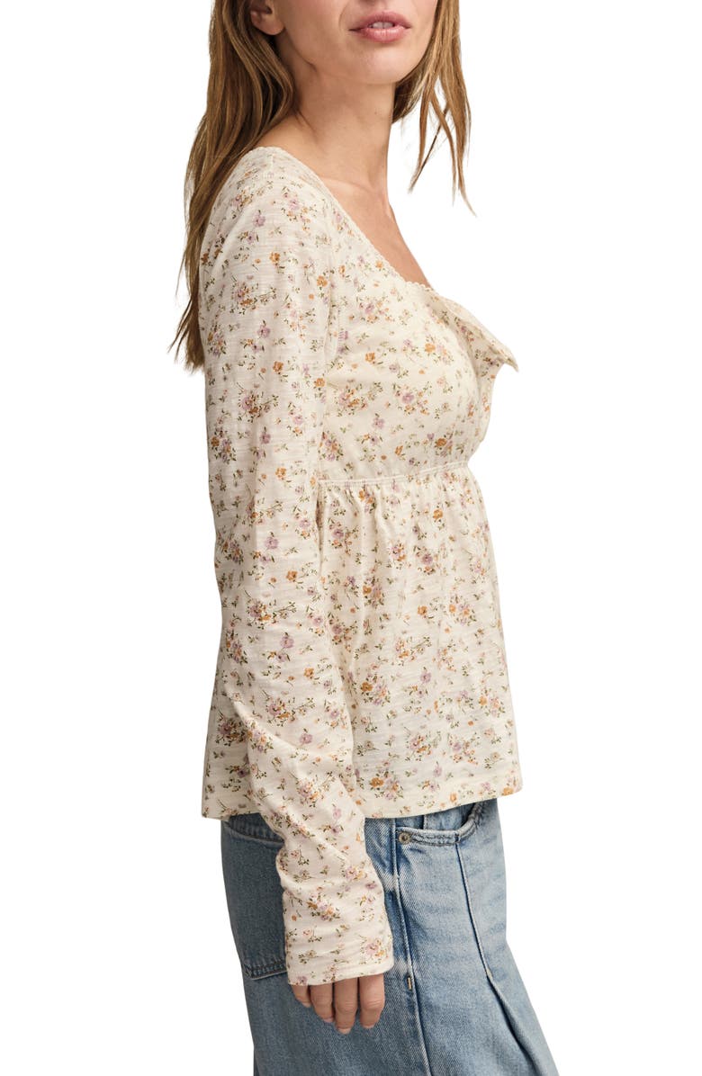 Lucky Brand Babydoll Henley Floral Top, Alternate, color, 