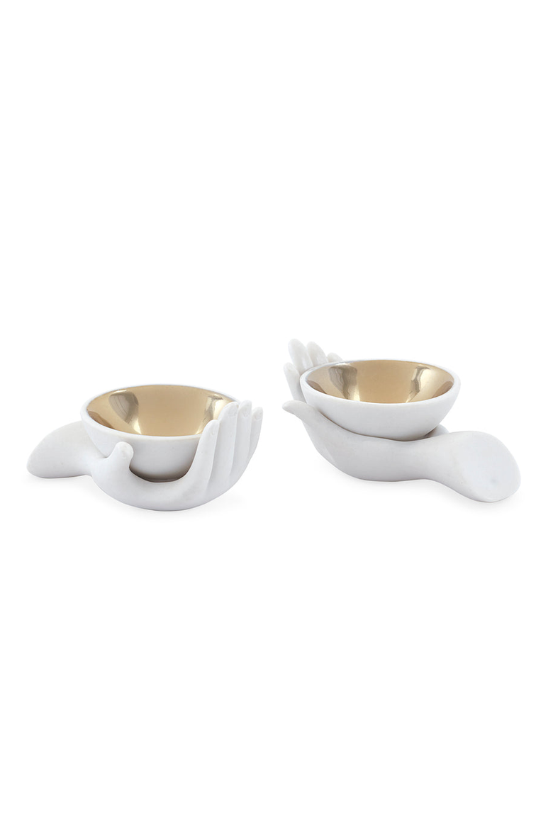 Eve Salt & Pepper Cellars Set, Main, color, White / Gold
