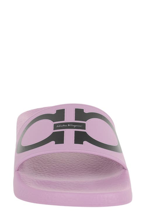 Ferragamo Gancini-print Pool Slides In Pink