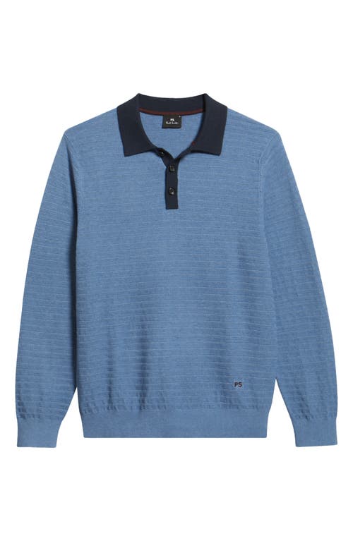 Ps By Paul Smith Ps Paul Smith Ribbed Cotton Blend Polo Sweater In Blue