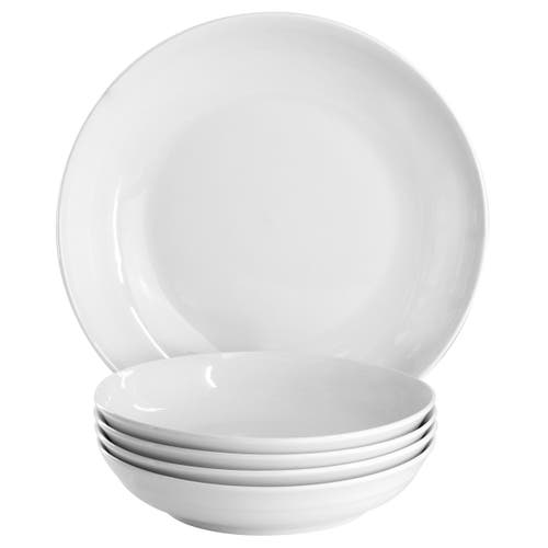 Gibson Home Great Essentials 5 Piece Fine Ceramic Serving Bowl And Pasta Bowl Set In White