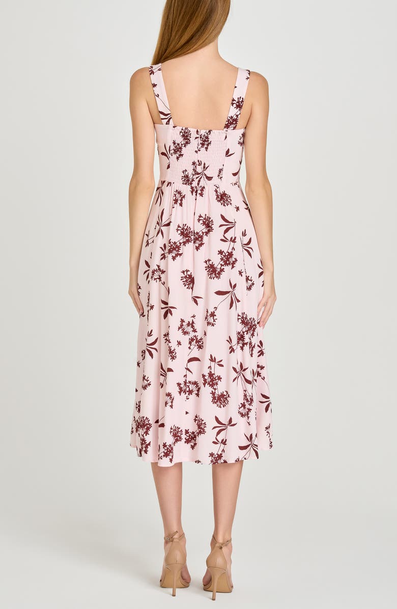 WAYF Leonie Floral Corset Midi Dress, Alternate, color, Baby Pink Floret